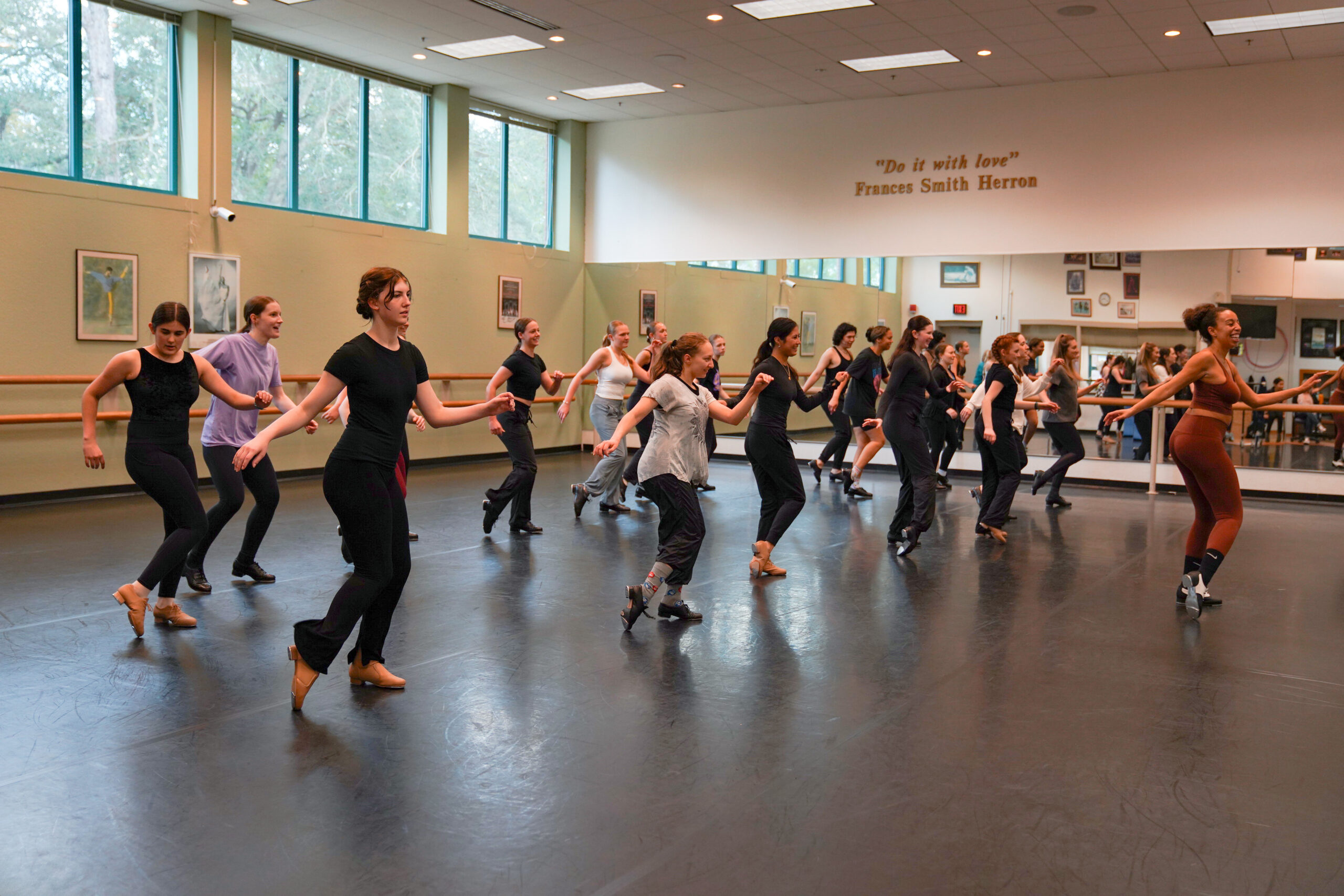 Students preparing for a musical theater workshop performance